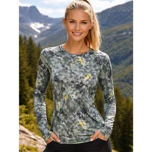 Karri Traa long sleeve top green yellow white black multi abstract print